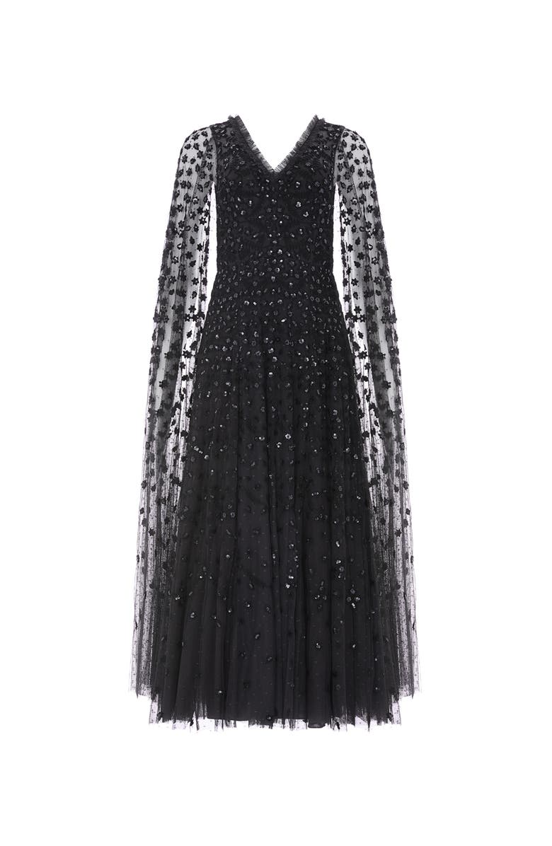 Needle & Thread Clover Cape Sleeve Ankle Gown, Alternate, color, Graphite