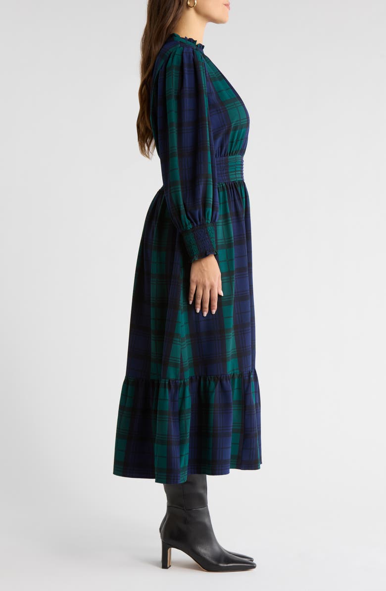 SUGARLIPS Hudson Caitlyn Plaid Long Sleeve Maxi Shirtdress, Alternate, color, Navy-Green-Multi