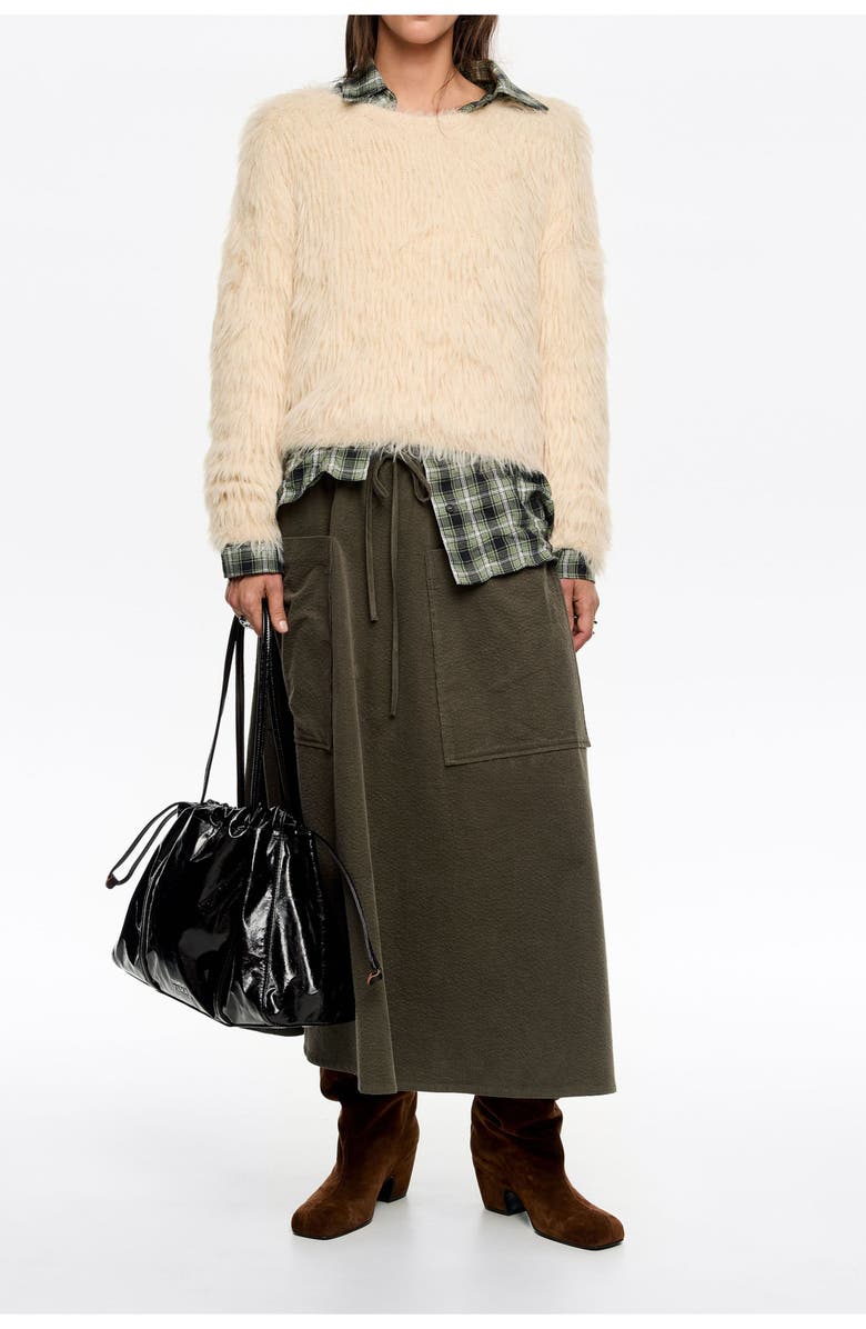 Bimba y Lola Adjustable Waist Midi Skirt, Alternate, color, Khaki