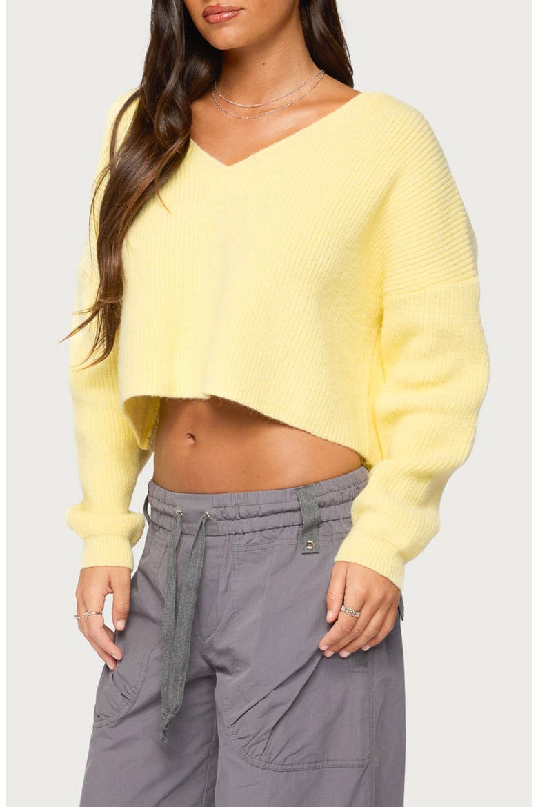 Aima V-Neck Ribbed Knit Sweater, Alternate, color, LIGHT-YELLOW