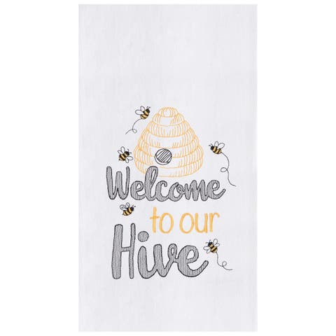 18" x 27" Welcome To the Hive Flour Sack Embroidered Cotton Kitchen Towel