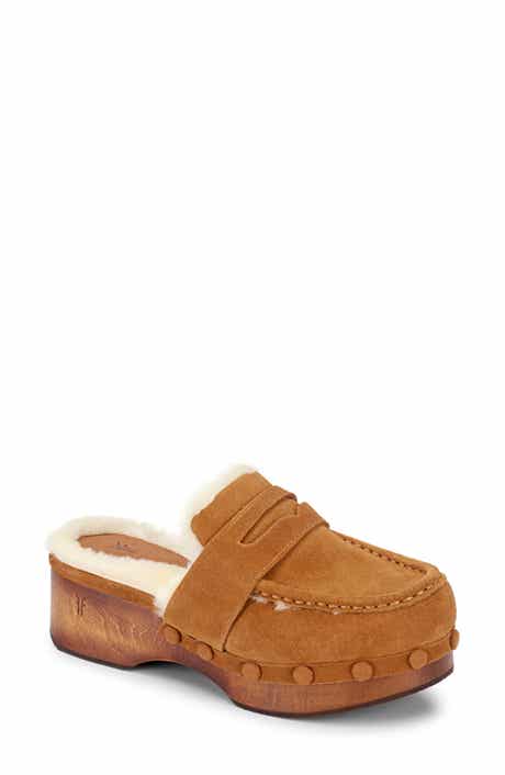 Frye Melody Genuine Shearling Lined Platform Clog