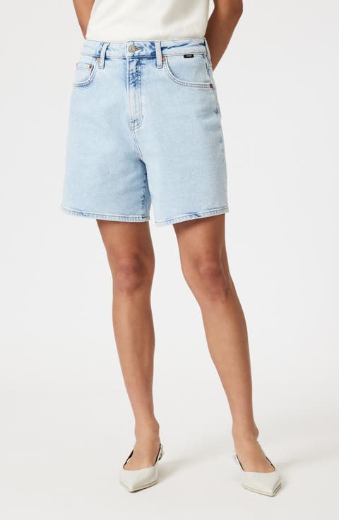 Heidi High Waist Relaxed Denim Shorts (Bleached)