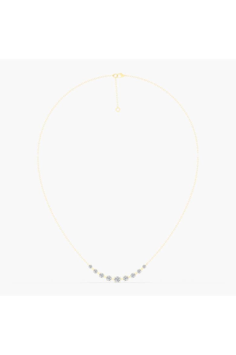 Orbit Graduated Bar Lab Diamond Necklace in 14K, Main, color, White Gold