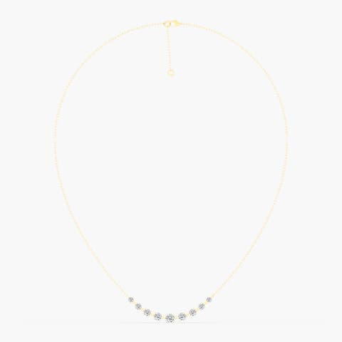 Orbit Graduated Bar Lab Diamond Necklace in 14K