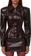 Naked Wardrobe Python Embossed Faux Leather Blazer