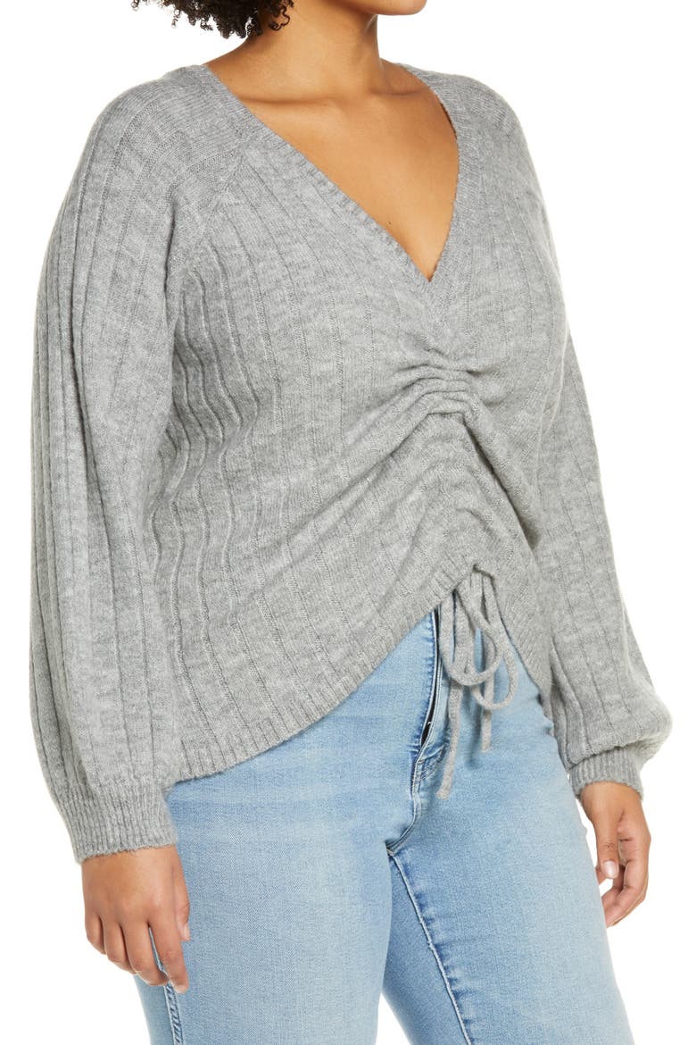 Kaylee V-Neck Sweater, Alternate, color, GREY MELANGE