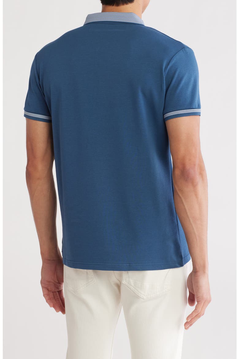 Slim Fit Zip Stretch Cotton Polo, Alternate, color, DEEP NAVY