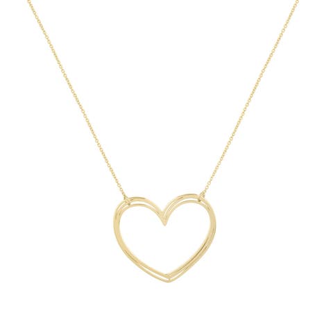 Large Gold Open Heart Necklace