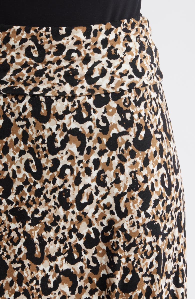 Loveappella Roll Top Leopard Print Maxi Skirt, Alternate, color, Brown