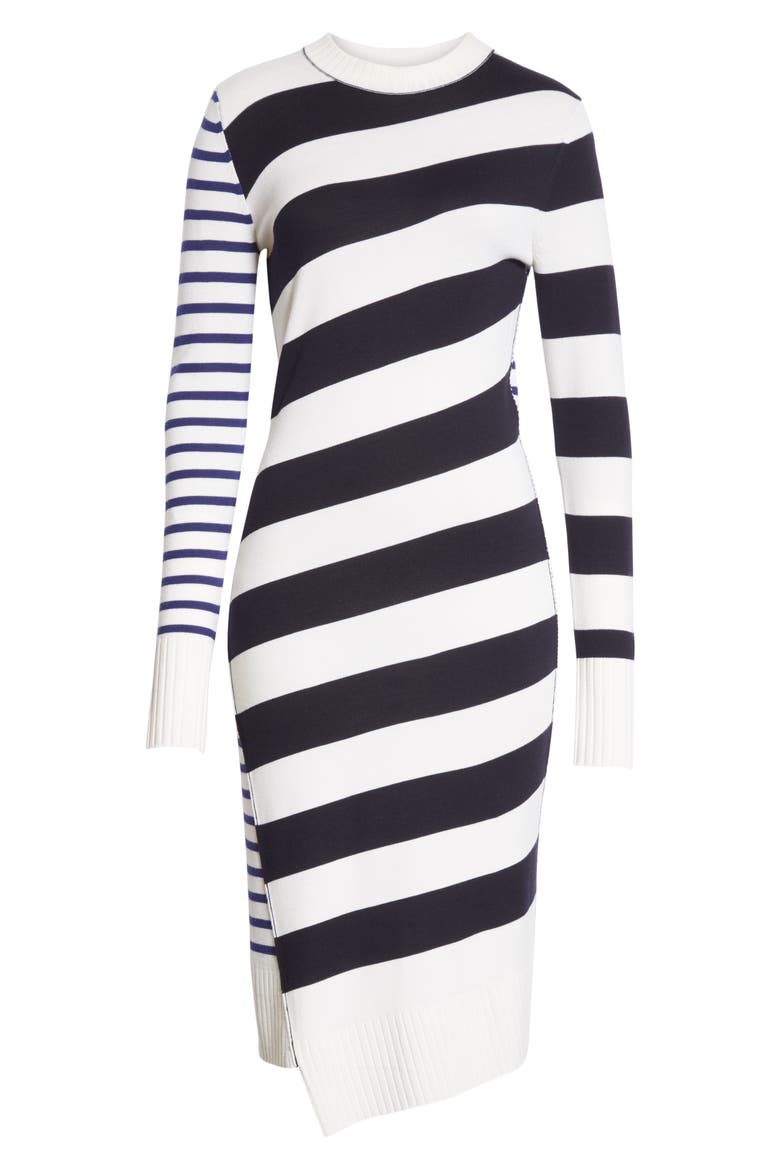 Jason Wu Mixed Stripe Merino Wool Sweater Dress, Alternate, color, STAR WHITE/MIDNIGHT