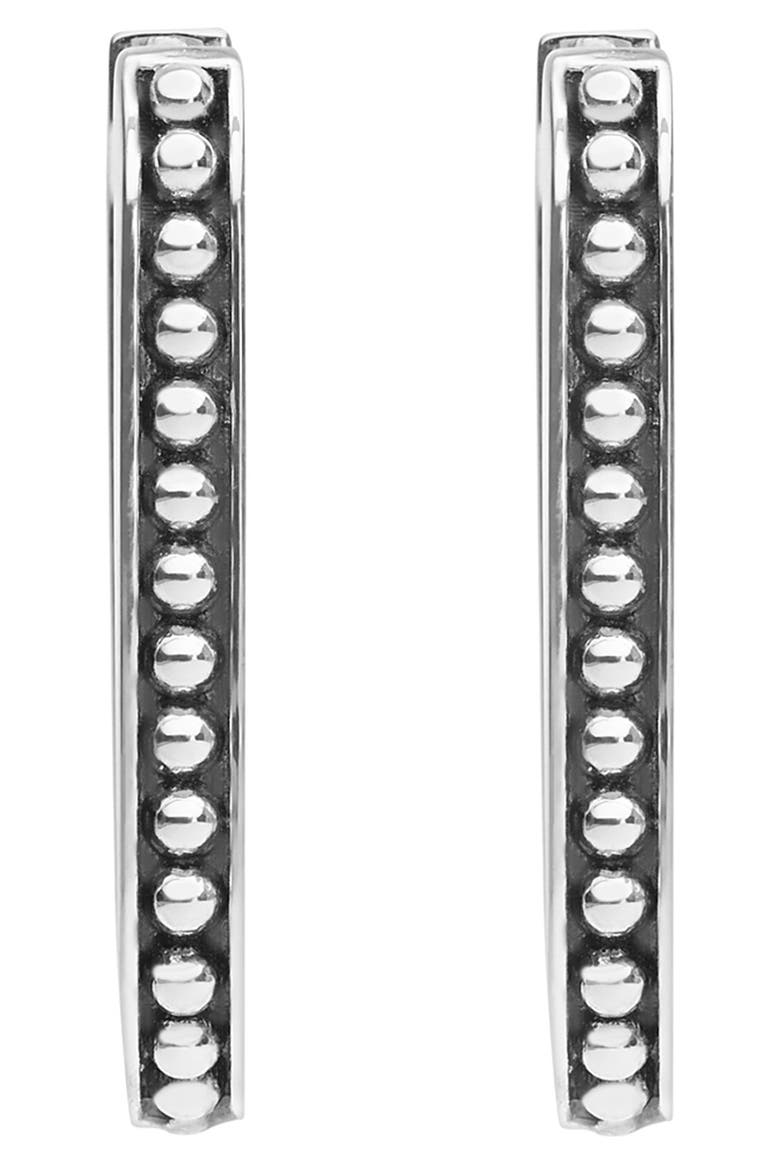 Signature Caviar Linear Hoop Earrings, Alternate, color, SILVER