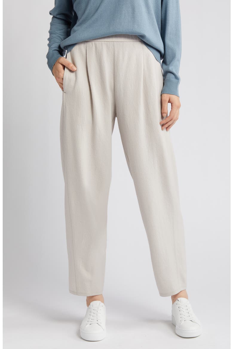 Pleated Wool Ankle Lantern Pants, Alternate, color, CHALK