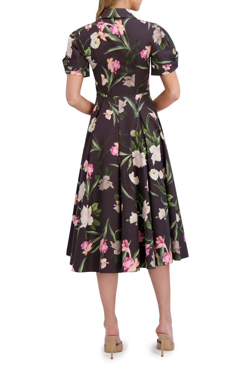 Ted Baker Floral Balloon Sleeve Cotton Shirtdress, Alternate, color, Rich Black