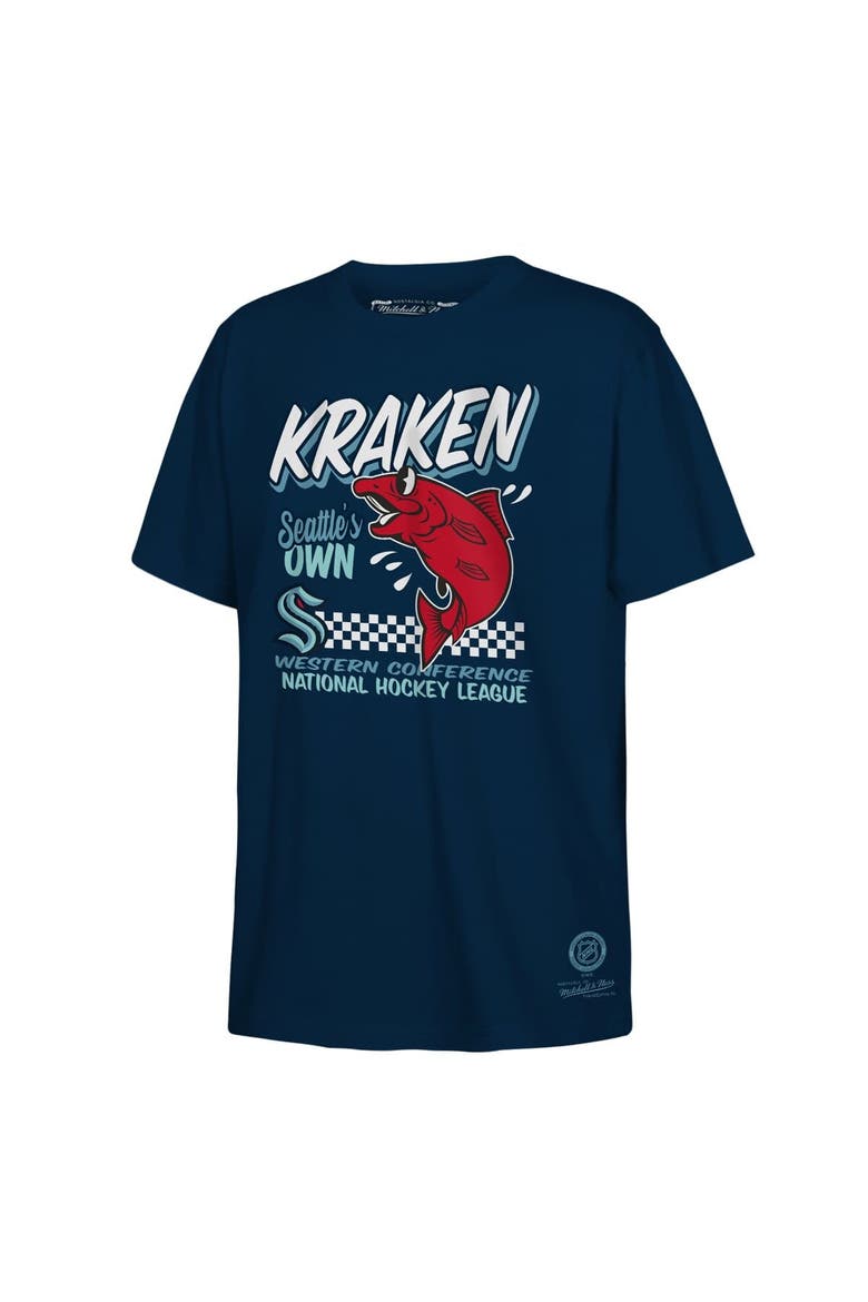 Youth Mitchell & Ness Deep Sea Blue Seattle Kraken Concession Stand T-Shirt, Main, color, Navy