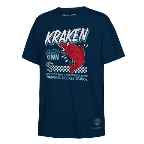 Youth Mitchell & Ness Deep Sea Blue Seattle Kraken Concession Stand T-Shirt