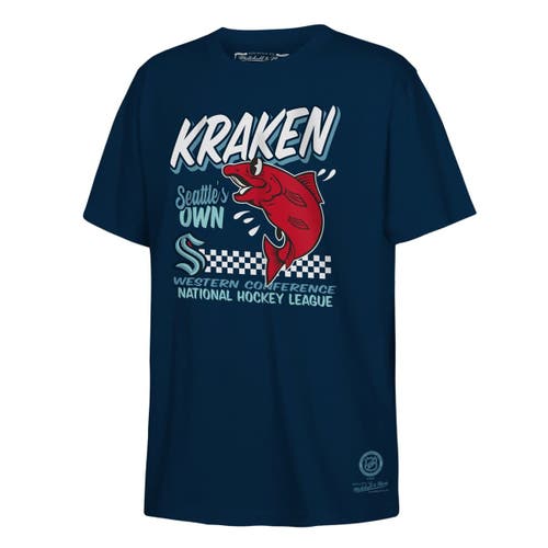 Mitchell & Ness Youth Deep Sea Blue Seattle Kraken Concession Stand T-shirt In Blue