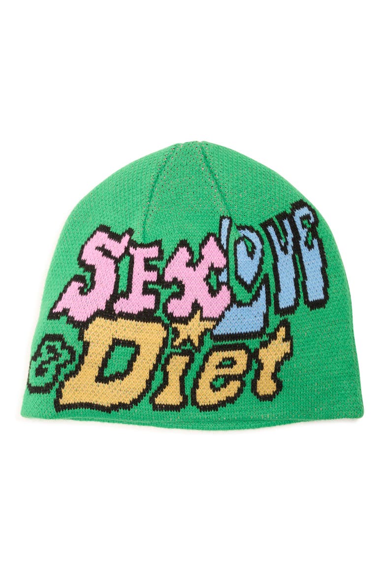 Knit Beanie, Main, color, GREEN