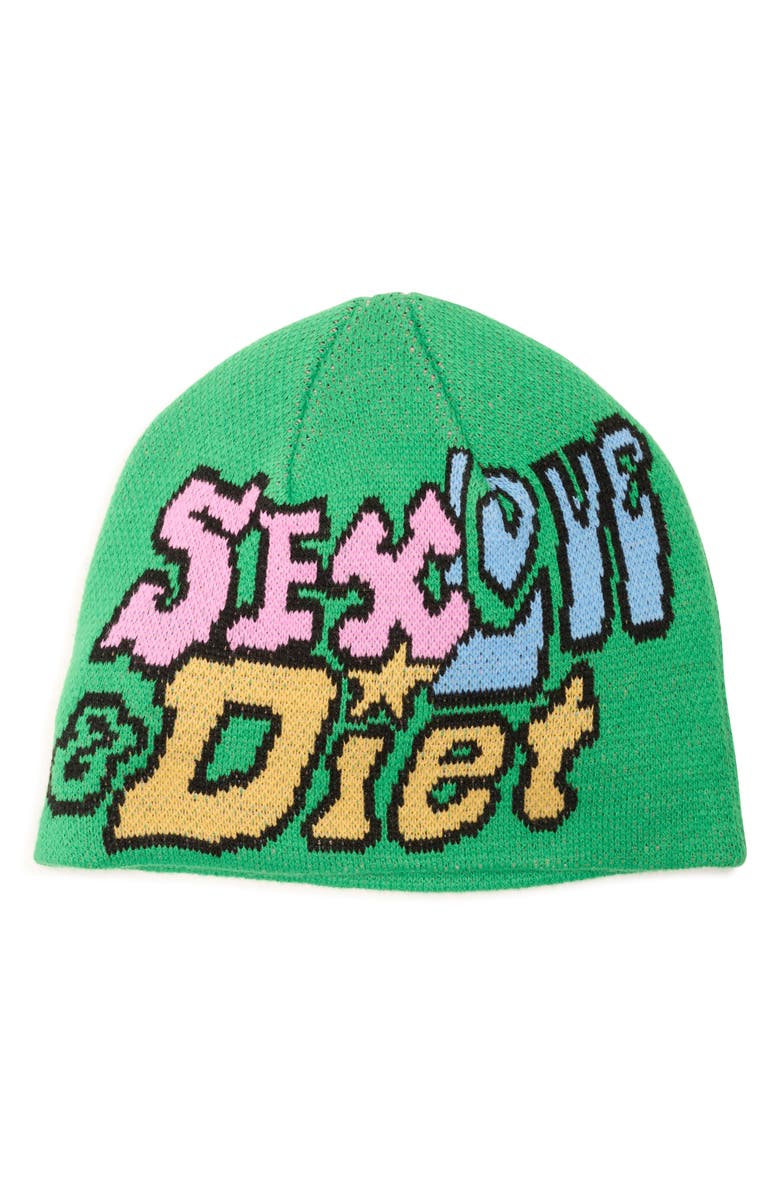 DIET STARTS MONDAY Knit Beanie, Main, color, Green
