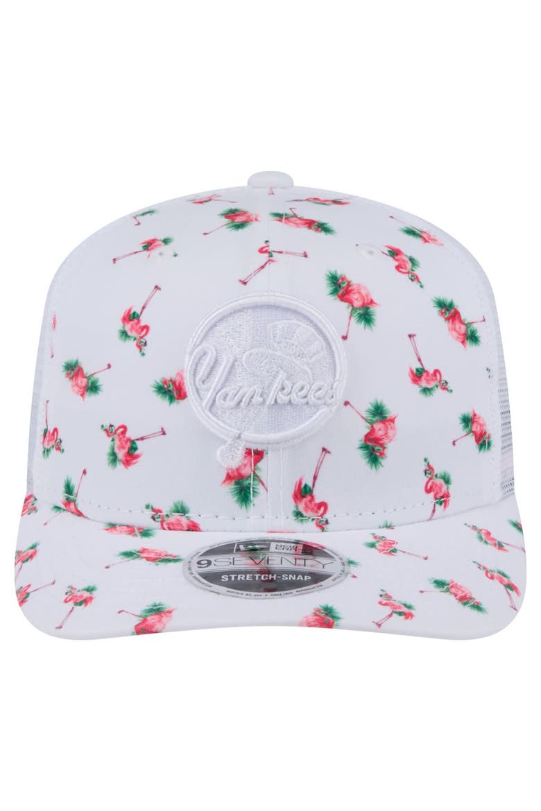 Men's New Era  White New York Yankees Flamingo Mesh Back 9SEVENTY Stretch-Snap Hat, Alternate, color, White