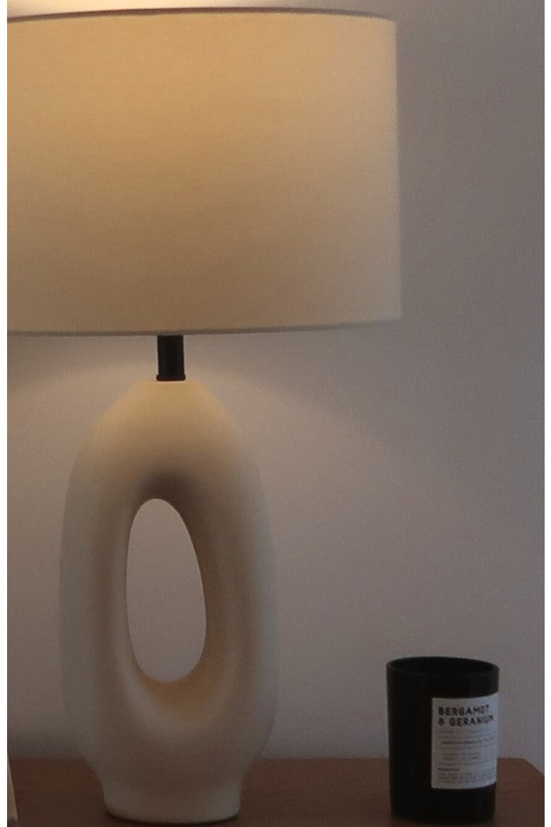 Artemis 22.5" USB-C Charging Cream Ceramic LED Table Lamp, Coastal Charm with Cotton Shade, Alternate, color, Beige/Cream