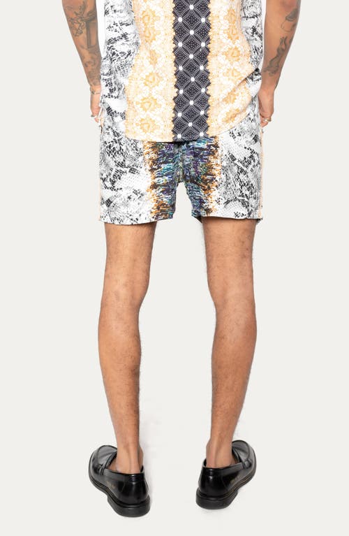 Raga Paint Print Pull-on Shorts In Blue Rust