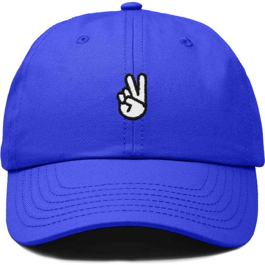 Dalix Peace Sign Embroidered Dad Hat In Royal Blue