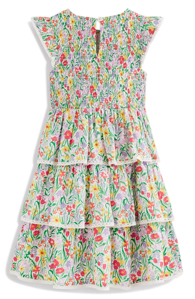Mini Boden Kids' Floral Tiered Cotton Dress, Alternate, color, Multi Spring Floral