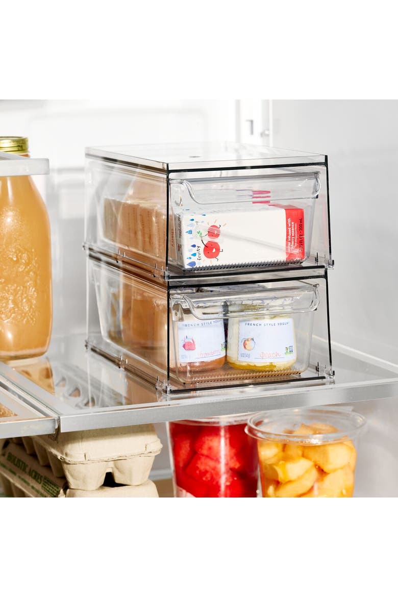 Stackable Kitchen Storage Drawer for Fridge, Pantry, Under-Sink, or Cabinet - Set of 4 - Clear, Alternate, color, Clear