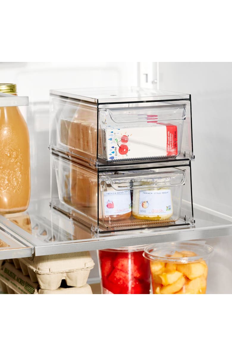 Linus Stackable Kitchen Storage Drawer for Fridge, Pantry, Under-Sink, or Cabinet - Set of 4 - Clear, Alternate, color, Clear