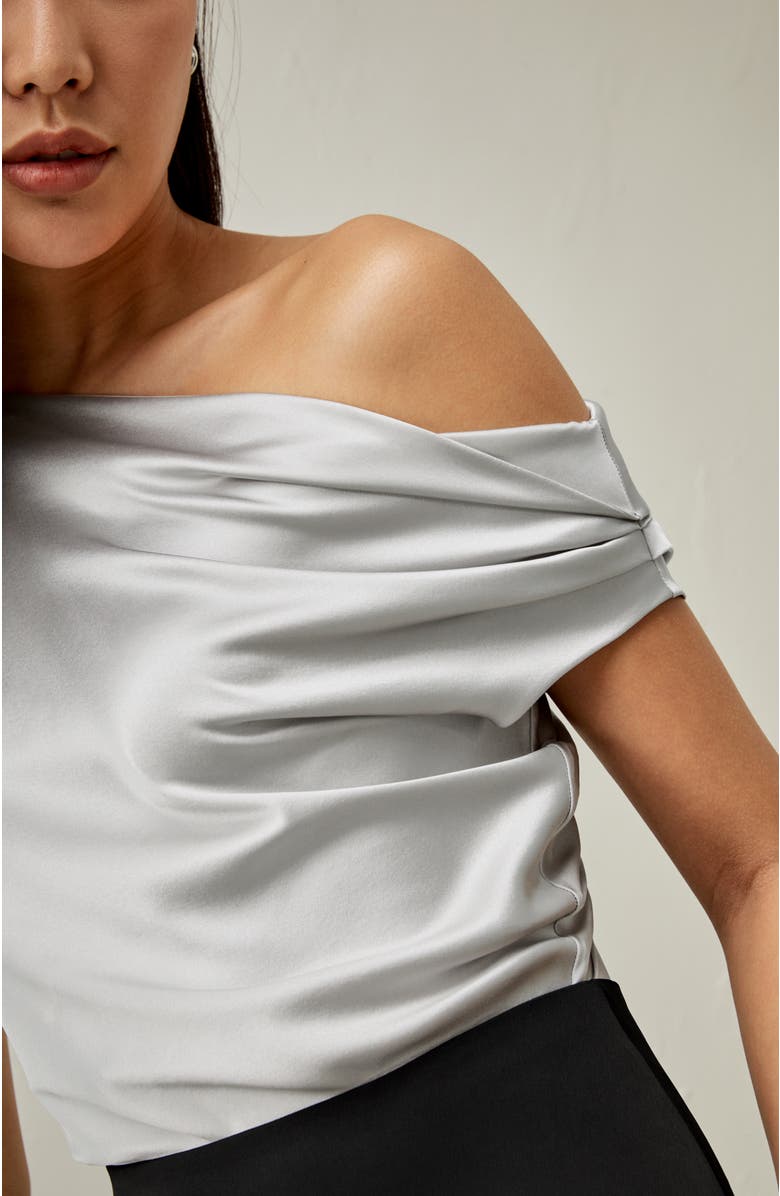 Lilysilk Boat Neck Silk Top, Alternate, color, Silvergray