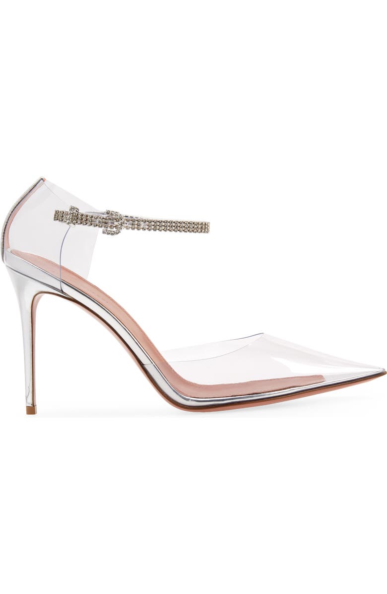 Amina Muaddi Ursina Crystal Strap Pointed Toe Clear Pump, Alternate, color,