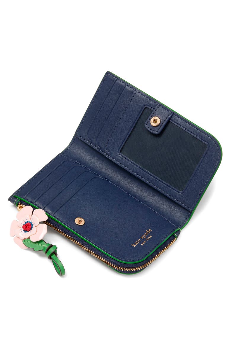 in the garden pebble leather bifold wallet, Alternate, color, PARISIAN NAVY MULTI