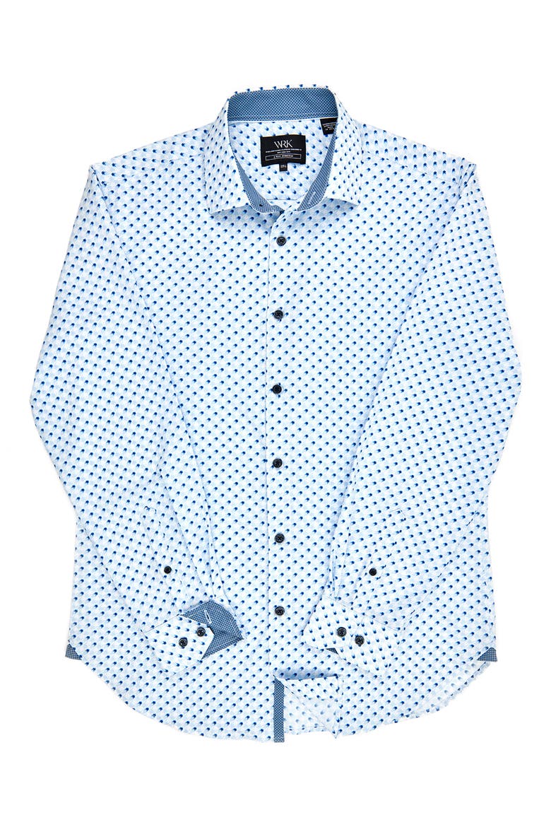 Slim Fit Houndstooth Performance Stretch Dress Shirt, Alternate, color, BLUE