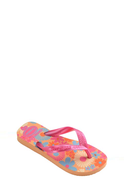 Havaianas Kids' Flores Flip Flop In Peach