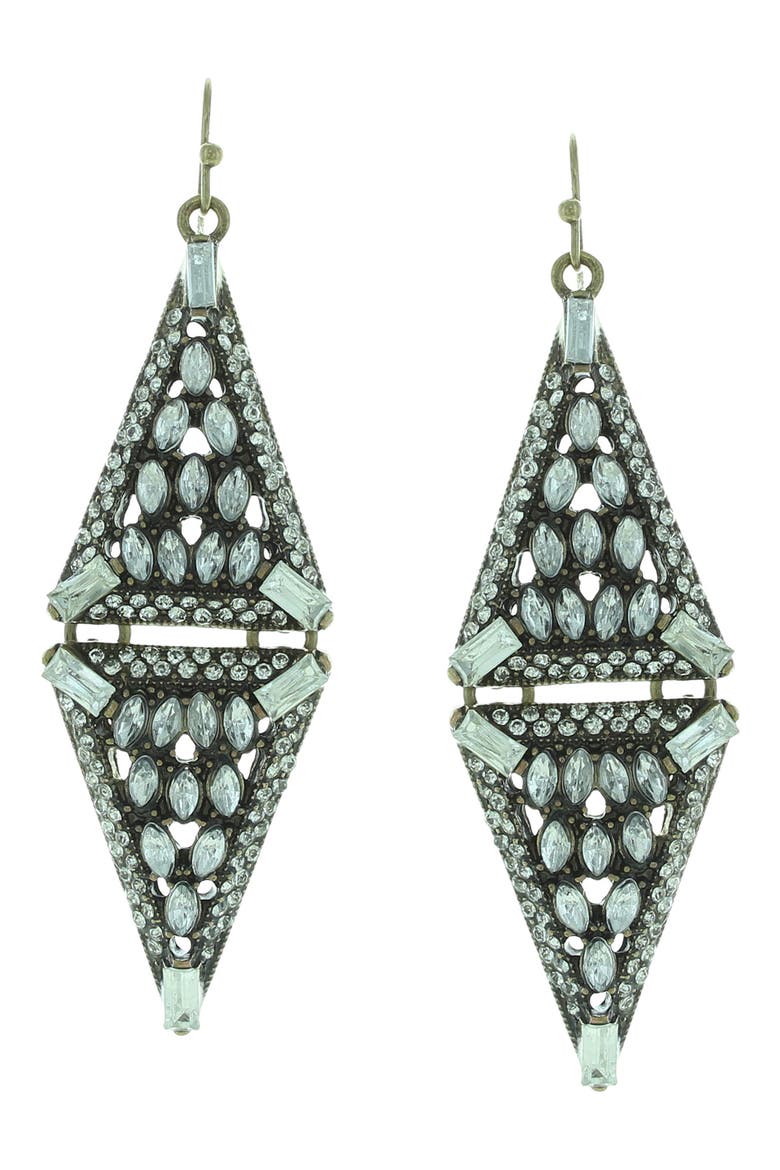 Double Crystal Triangle Earrings, Main, color, SILVER / CLEAR