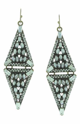 Double Crystal Triangle Earrings