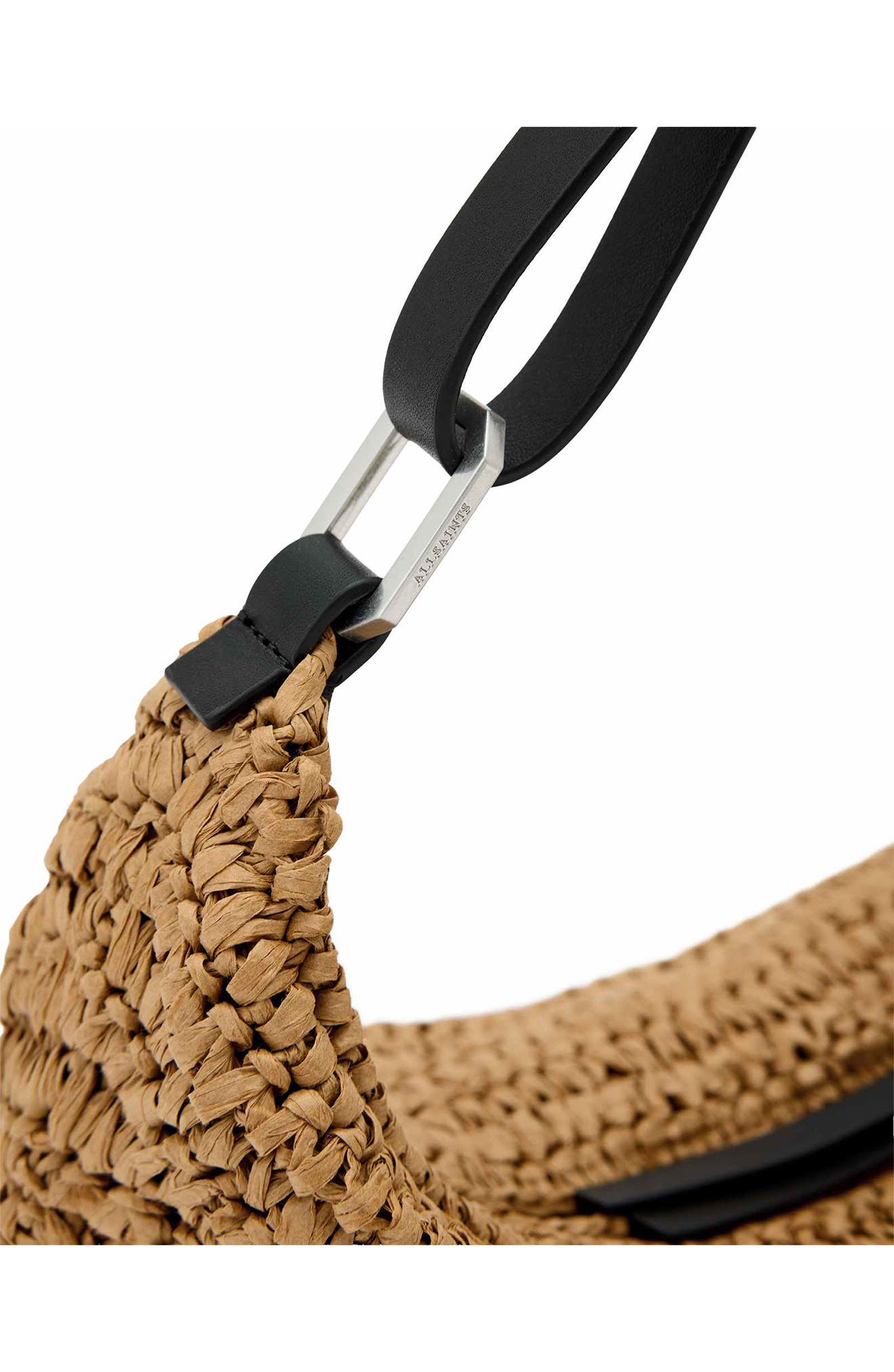 AllSaints Micro Luna Raffia Bag, Alternate, color, Biscuit Brown