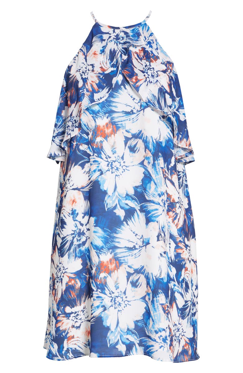 Charles Henry Ruffle Shift Dress, Alternate, color, 