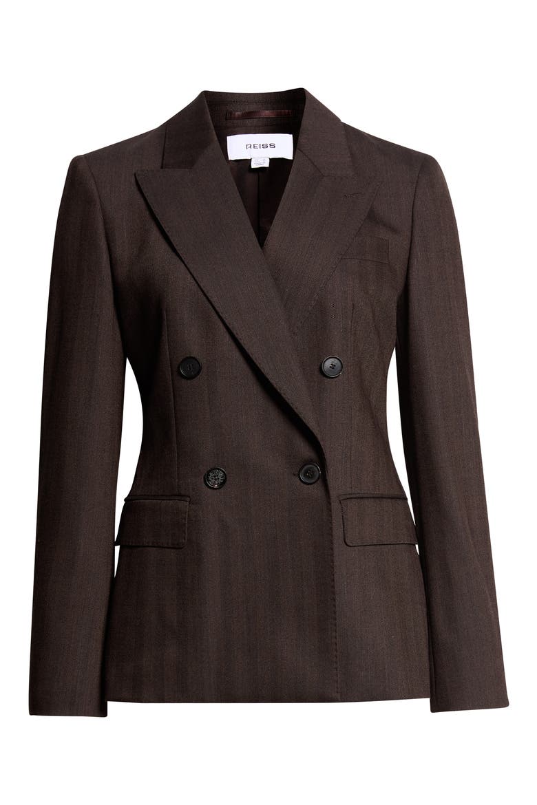 Dawson Tonal Stripe Double Breasted Wool Blend Blazer, Main, color, CHOCOLATE BROWN