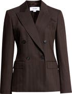 Reiss Dawson Tonal Stripe Double Breasted Wool Blend Blazer