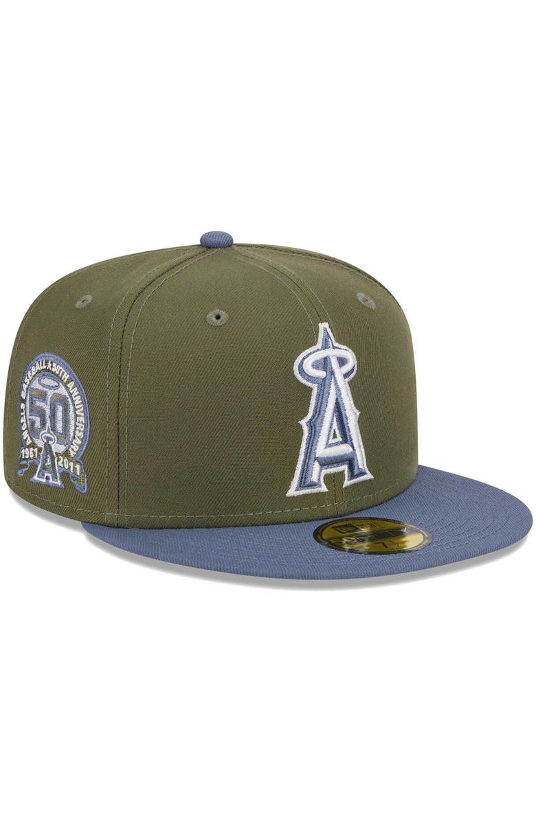 New Era Men's New Era Olive/Blue Los Angeles Angels 59FIFTY Fitted Hat, Alternate, color, 