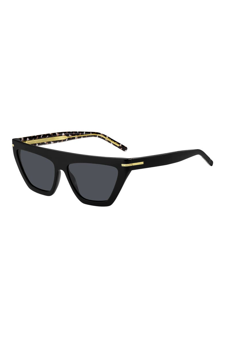 58mm Cat Eye Sunglasses, Alternate, color, BLACK