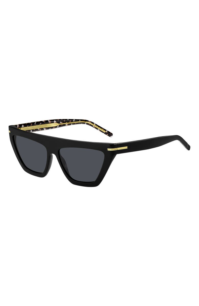 BOSS 58mm Cat Eye Sunglasses, Alternate, color, Black