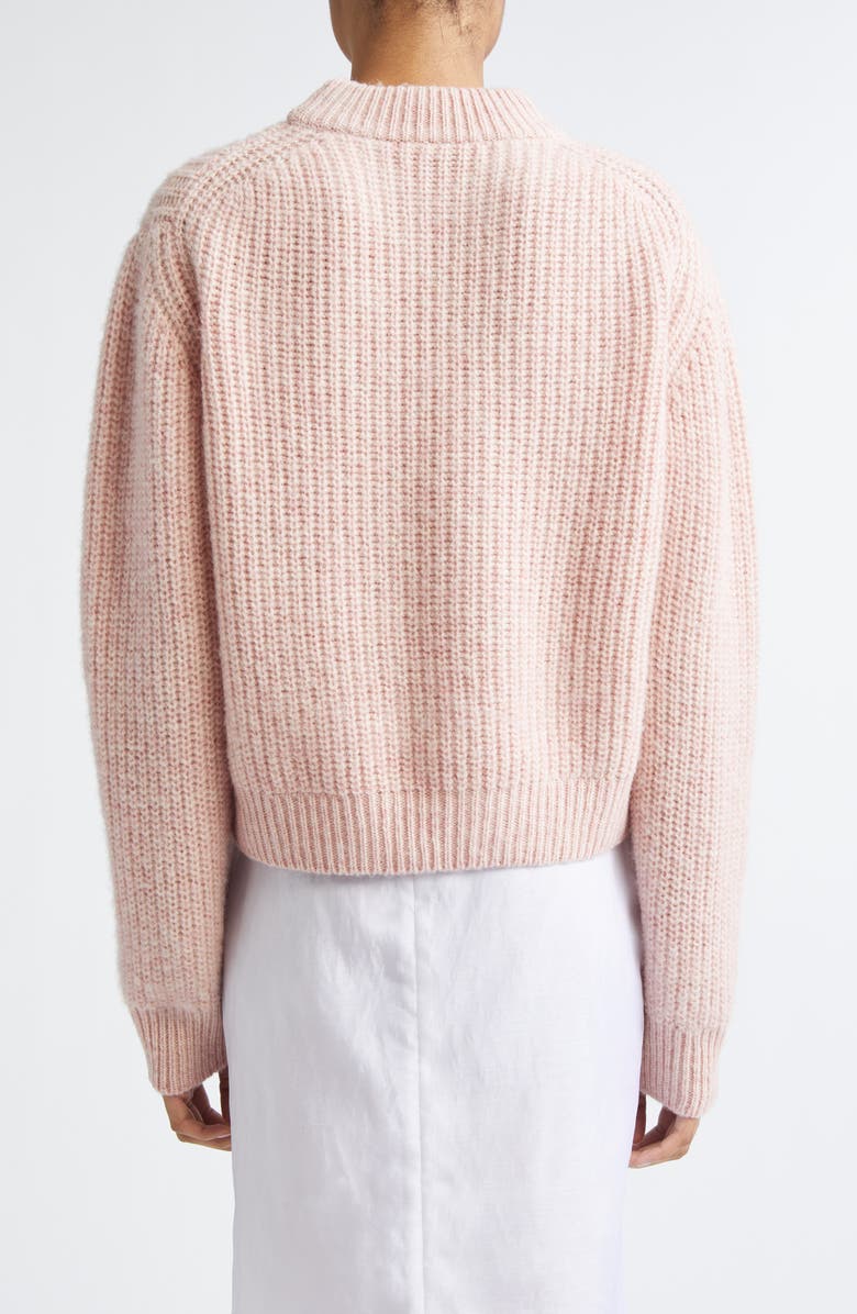 Cecilie Bahnsen Bega Floral Appliqué Wool Sweater, Alternate, color, Soft Pink