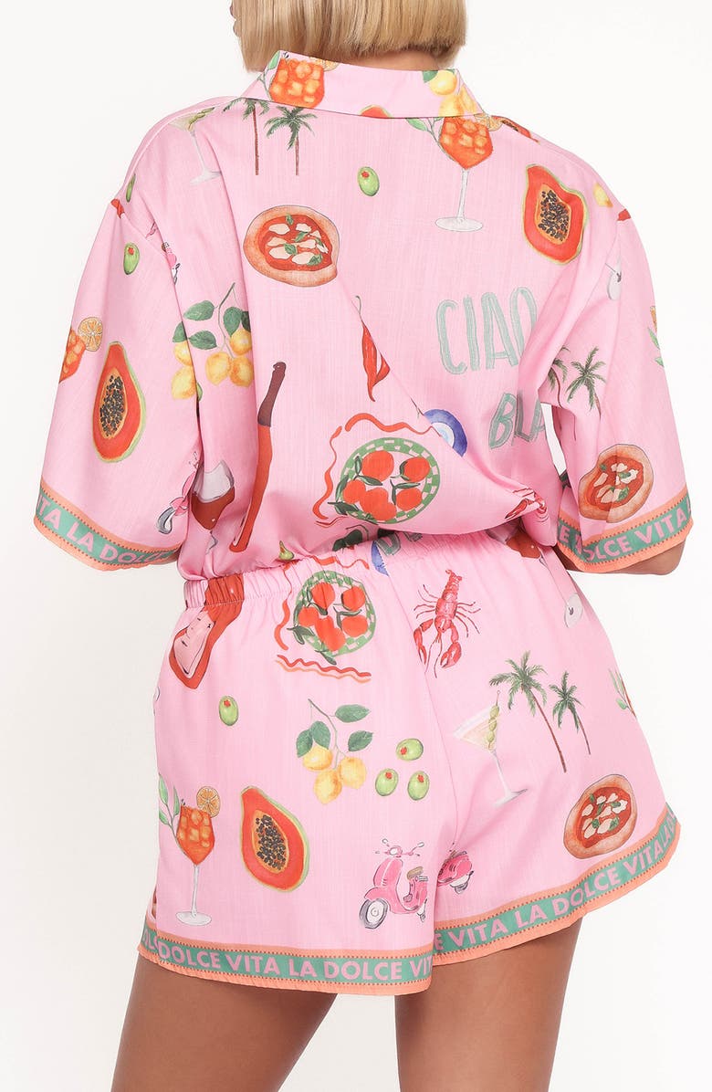 Petal & Pup Giulia La Dolce Vita Print Button-Up Shirt & Shorts Set, Alternate, color, Dolce Vita