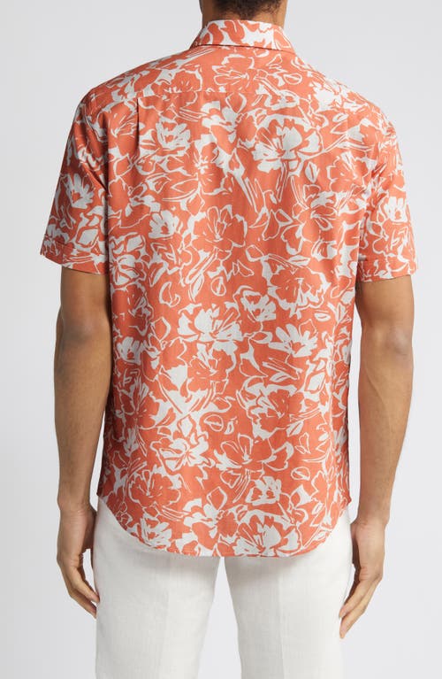 Rodd & Gunn Lanercost Cotton Printed Short Sleeve Shirt In Mandarin