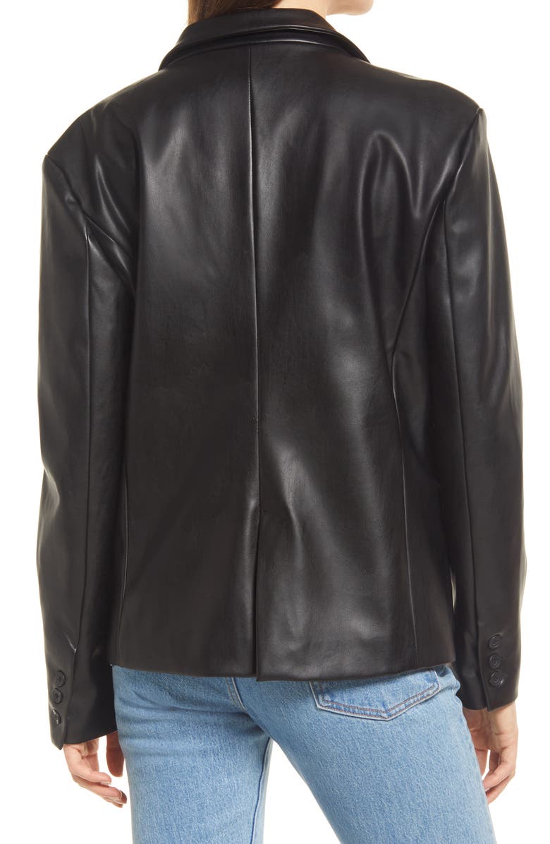 Open Edit Faux Leather Blazer, Alternate, color, 