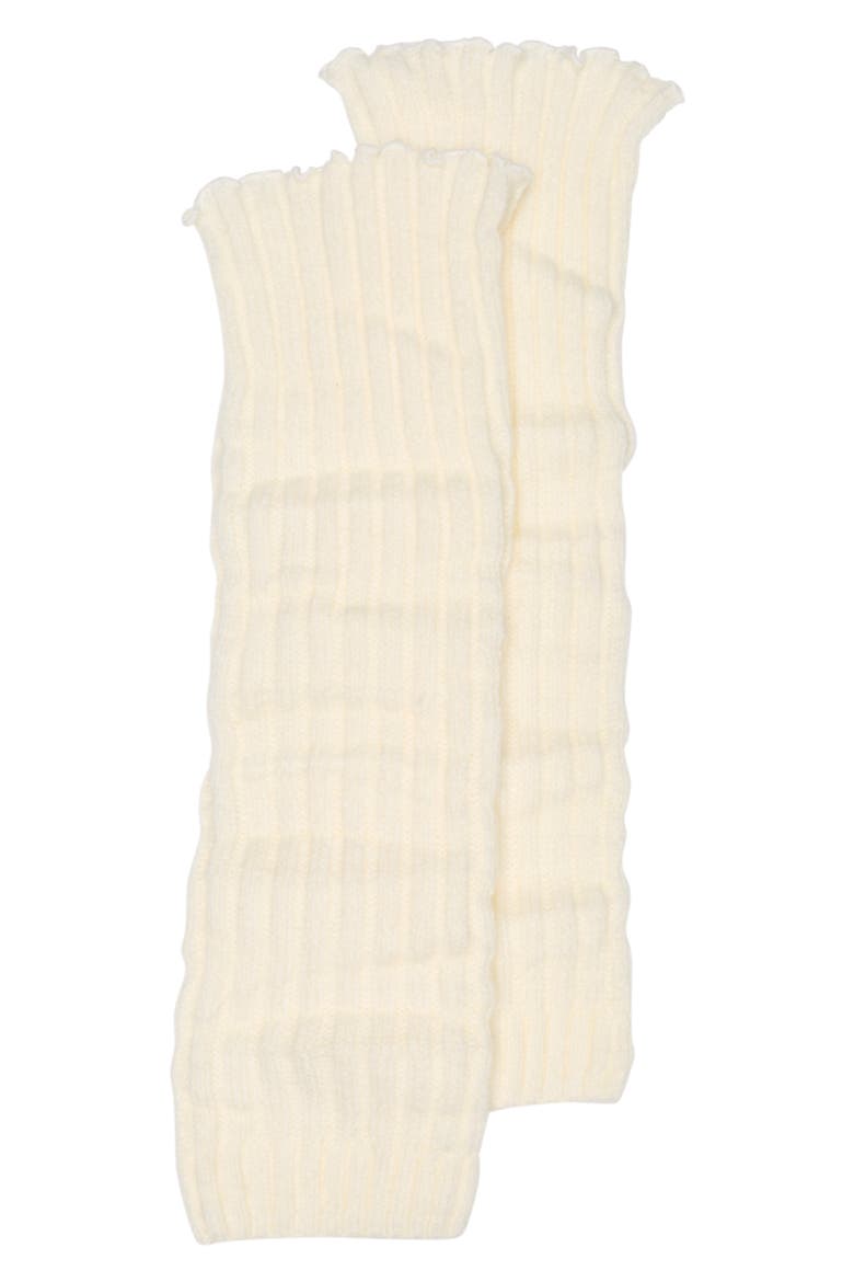 Ribbed Lettuce Edge Leg Warmers, Main, color, IVORY