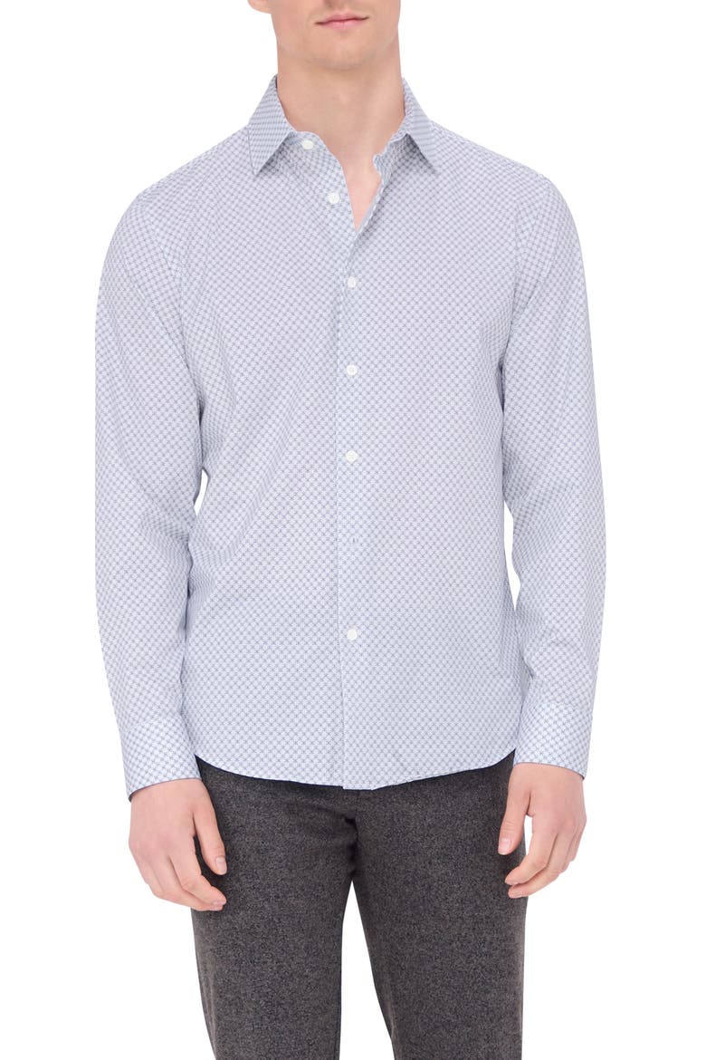 James OoohCotton® Geo Print Button-Up Shirt, Main, color, WHITE
